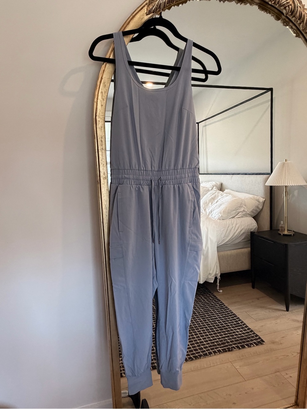 CALIA by Carrie Underwood Light Blue Sleeveless Jumpsuit with Drawstring Waist